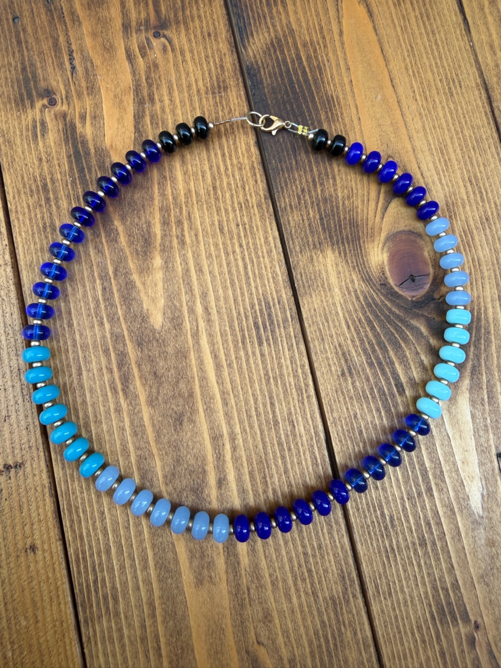 Handmade Blue Gradient Glass Bead Necklace